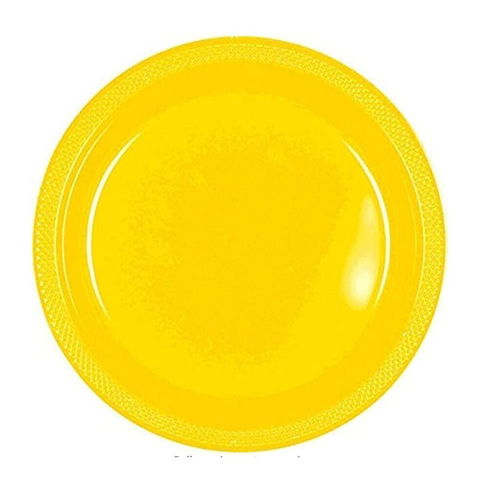 Yellow Sunshine Plastic Plates, 10.25", Party Supply  20 ct